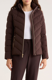 MICHAEL KORS  Water Resistant Chevron Quilted Jacket - Chocolate image 1