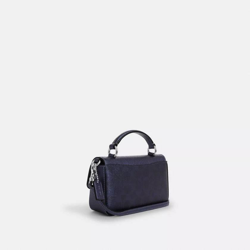 COACH Mini Josie Top Handle Bag In Signature Canvas - Blue/Navy image 3