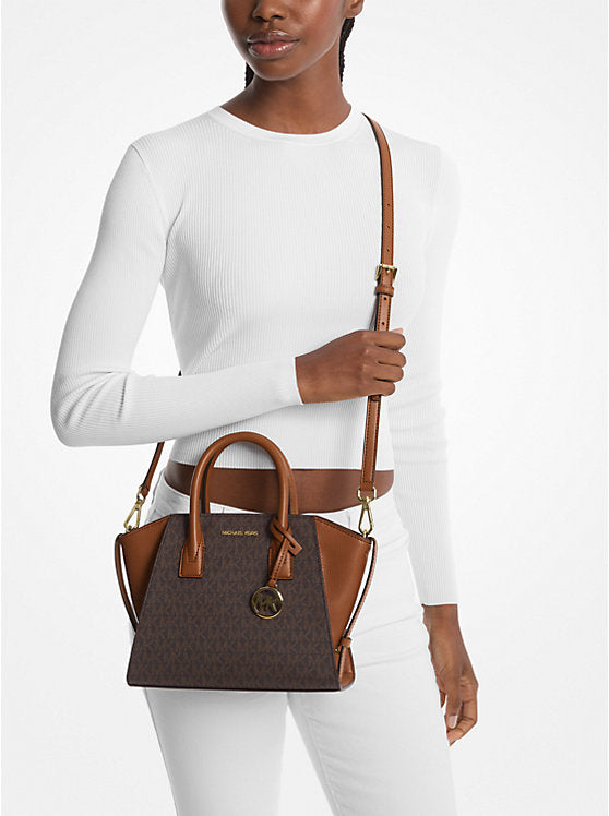 MICHAEL KORS Avril Small Logo and Leather Satchel image 1