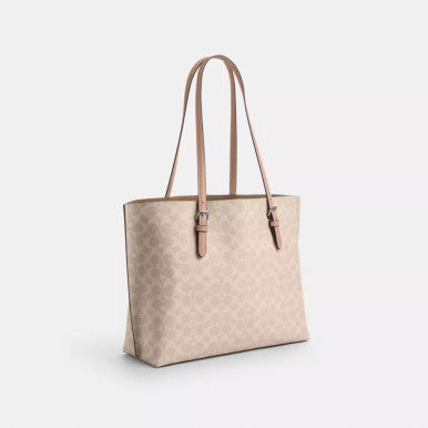 COACH Mollie Tote Bag In Signature  Canvas - Silver/Sand/Taupe image 3