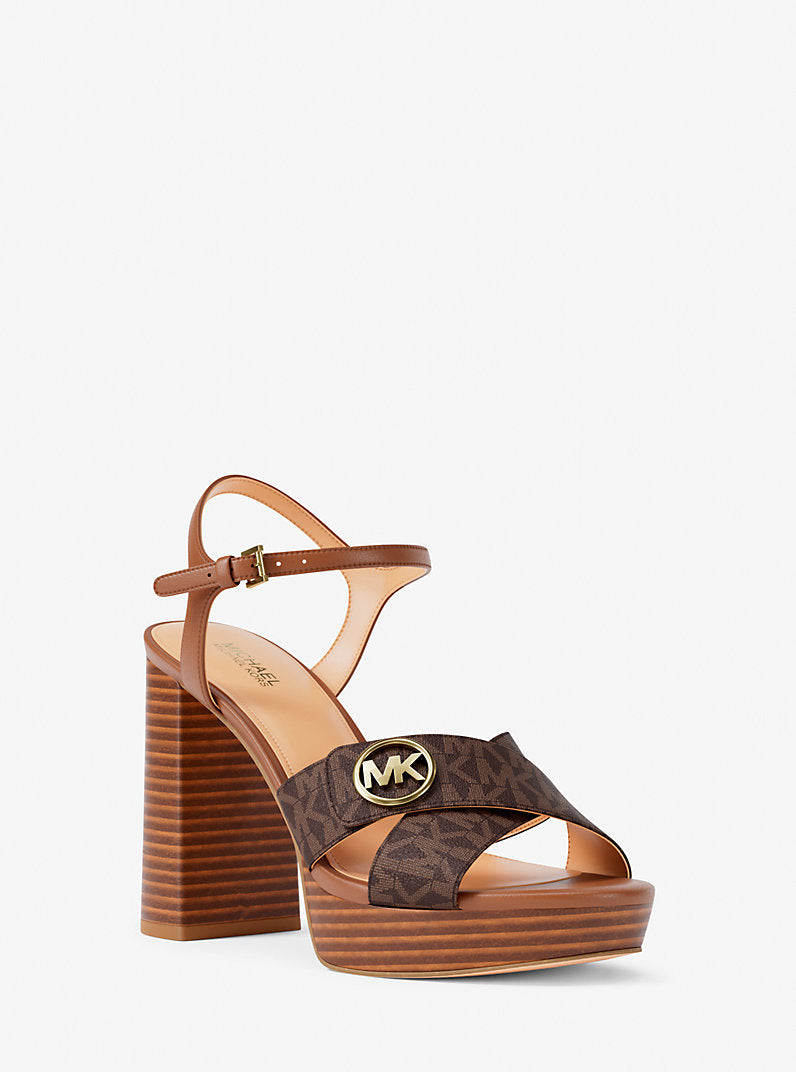 MICHAEL KORS Hannah Signature Logo Platform Sandal - Brown image 1