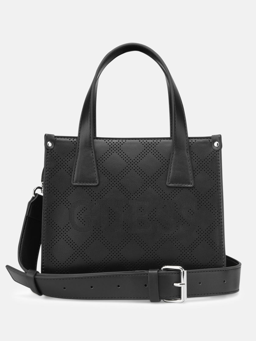 Guess Forber Perforated Logo Mini Tote - Black image 0