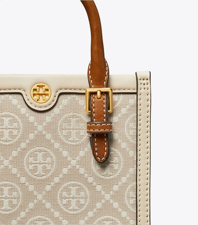 TORY BURCH Mini T Monogram Tote - Ivory image 3