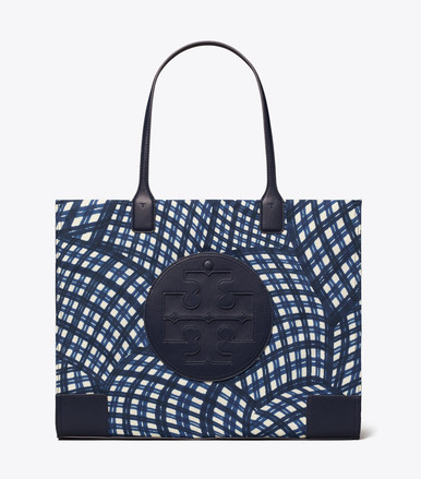 TORY BURCH Ella Printed Tote - Navy Warped Gingham image 3