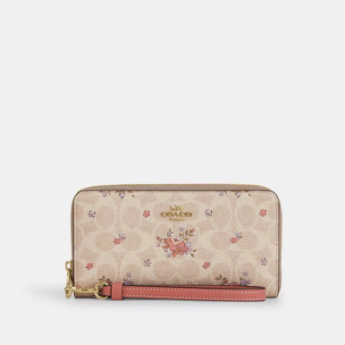 COACH Long Zip Around Wallet In Signature Canvas With Floral Print image 2