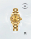 [Store Display] ROLEX Datejust Champagne Ruby Diamond Full Gold President Bracelet 26 mm