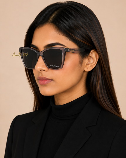 FERRAGAMO Grey Butterfly Ladies Sunglasses