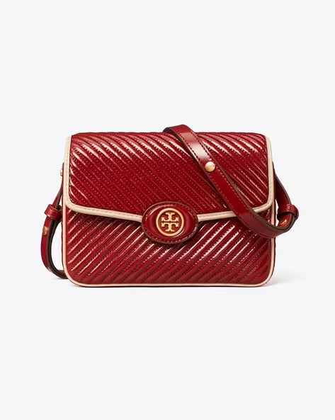 [AT DELHI] TORY BURCH Robinson Puffy Patent Quilted Convertible Bag - Red image 0