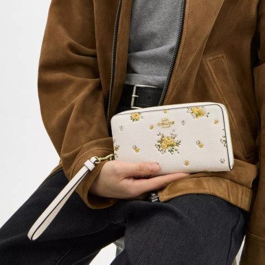 COACH Long Zip Around Wallet With Floral Print image 1