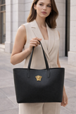 VERSACE La Medusa Leather Tote Black image 0