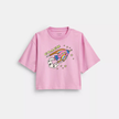 COACH Cosmic Coach Rocket Print Cropped T Shirt In Organic Cotton image 2