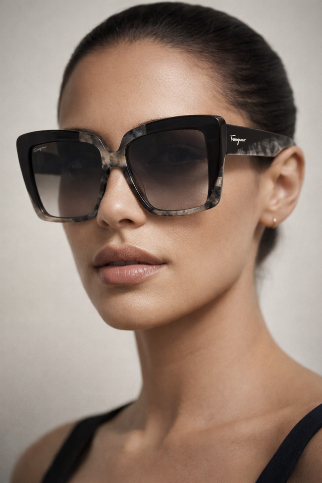 FERRAGAMO Grey Gradient Square Ladies Sunglasses image 0