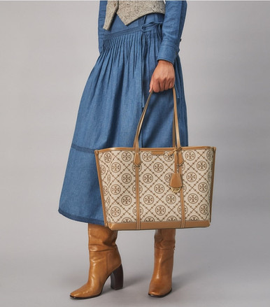 TORY BURCH Perry T Monogram Triple -Compartment Tote Large Bag image 0