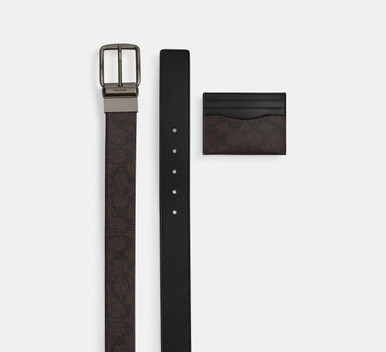 COACH Boxed Card Case And Belt Set In Signature Canvas image 1