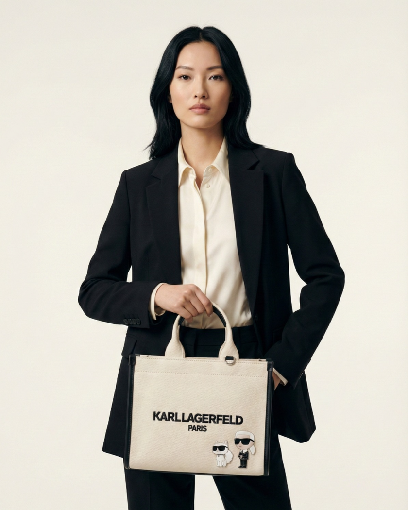 KARL LAGERFELD Kristina Small Tote With Top Zipper - White image 0