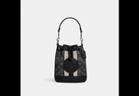 COACH mini dempsey bucket bag in signature jacquard with stripe and Patch image 0