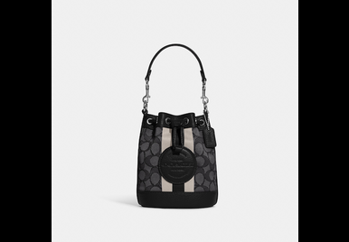 COACH mini dempsey bucket bag in signature jacquard with stripe and Patch image 0