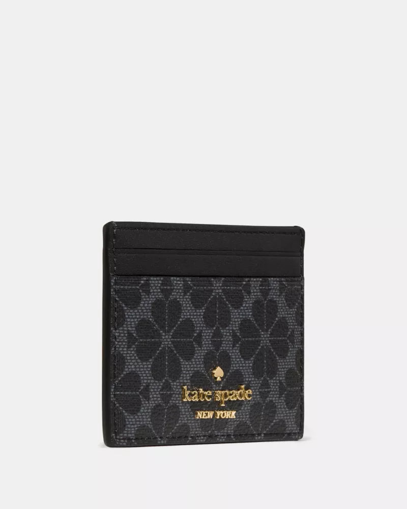 KATE SPADE Spade Flower Small Slim Card Holder - Black (Arriving In Delhi) image 1