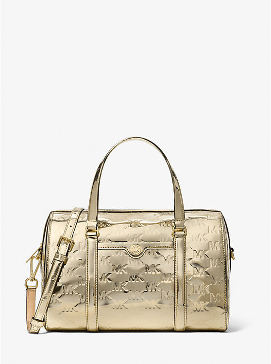 MICHAEL KORS Jet Set Medium Metallic Logo Debossed Satchel image 0