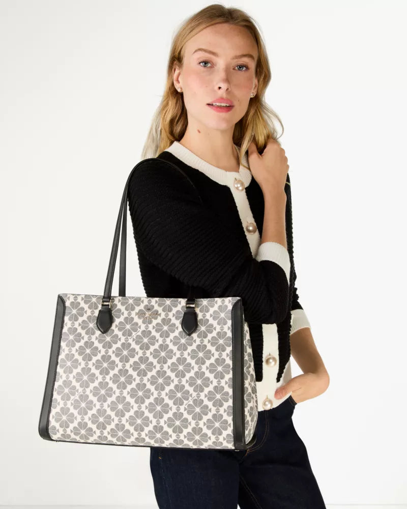 [AT DELHI] KATE SPADE Signature Spade Flower East West Large Laptop Tote - Black Multi image 2