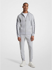 MICHAEL KORS Logo Tape Cotton Blend Zip-Up Hoodie - Heather Grey image 1
