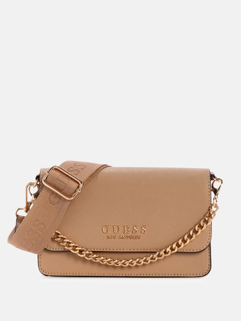 Guess Indira Fold-Over Mini Crossbody - Brown image 0