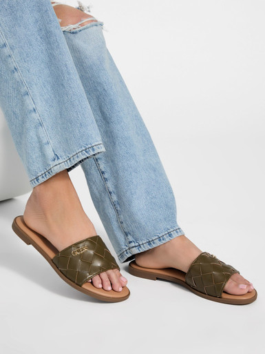 GUESS Meloria Faux-Leather Woven Slides image 2