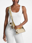 [AT DELHI] MICHAEL KORS Jet Set Small Patent Logo Debossed Crossbody Bag with Case for Apple Airpods Pro® - Gold image 1