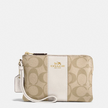 Corner Zip Wristlet In Signature Canvas - White image