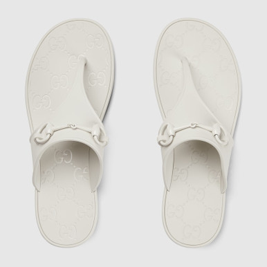 GUCCI Women's  Thong Sandals With Horsebit - White image 2