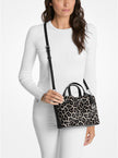 MICHAEL KORS Carson Small Leopard Print Calf Hair Satchel - Black (Arriving In Delhi) image 1