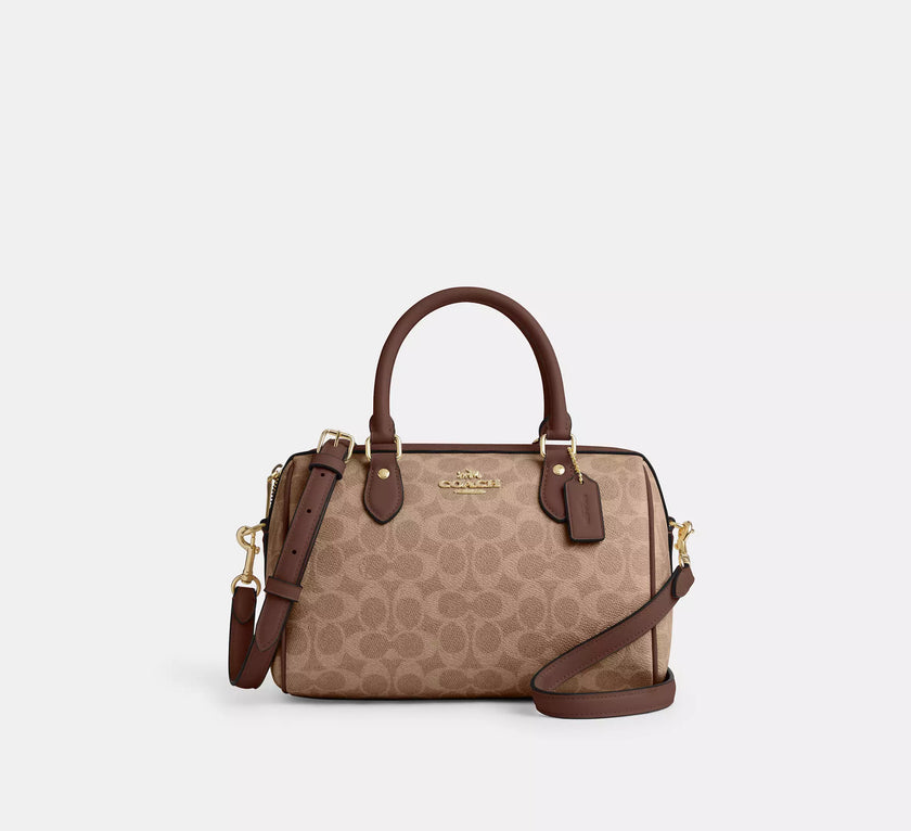COACH Rowan Satchel Bag In Signature Canvas -  Gold/Tan/Brown image 0