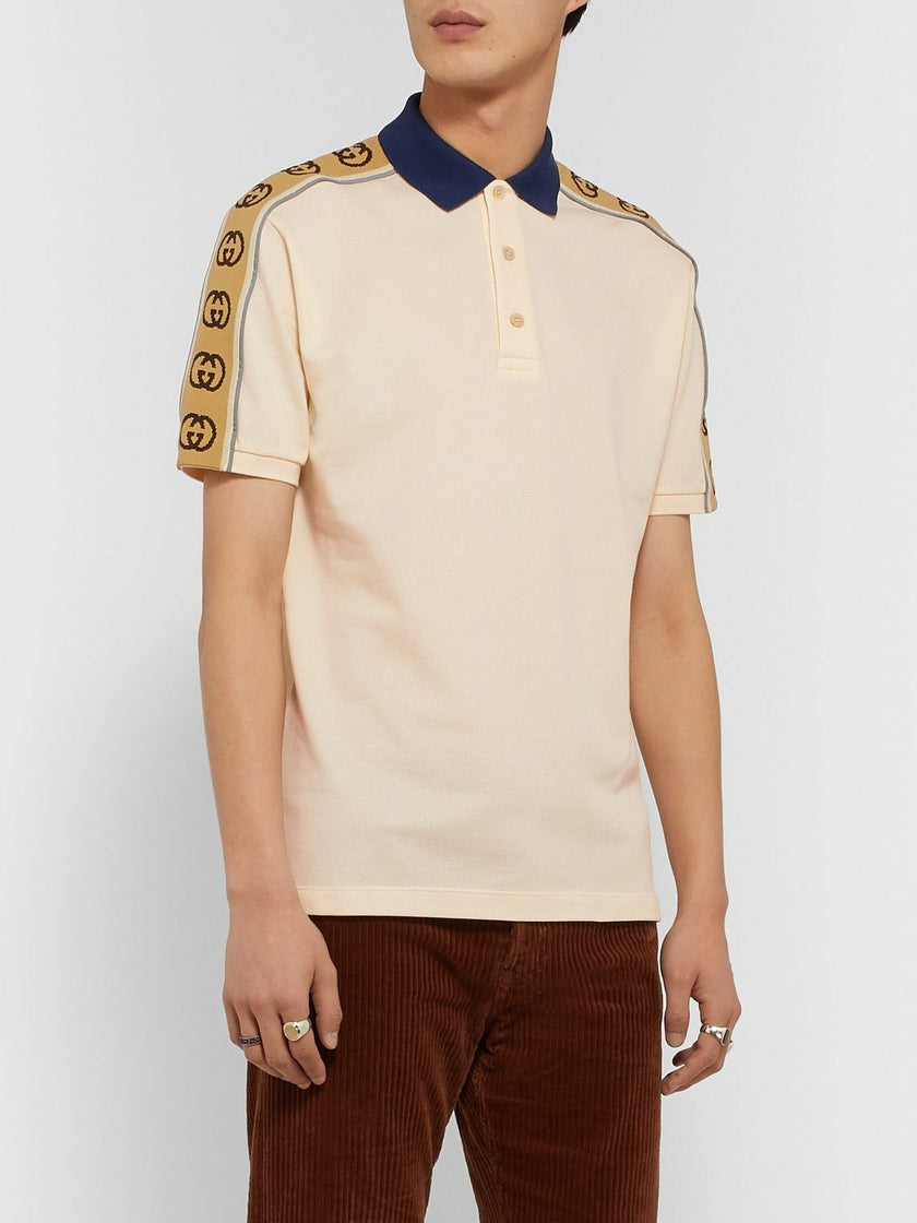 GUCCI LogoTrimmed Stretch-Cotton Piqué Polo Shirt image 0