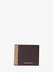 MICHAEL KORS  Hudson Leather and Signature Logo Billfold Wallet With Coin Pouch image 0
