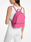 MICHAEL KORS  Rhea Medium Color-Block Signature Logo Backpack - Pitaya image 1