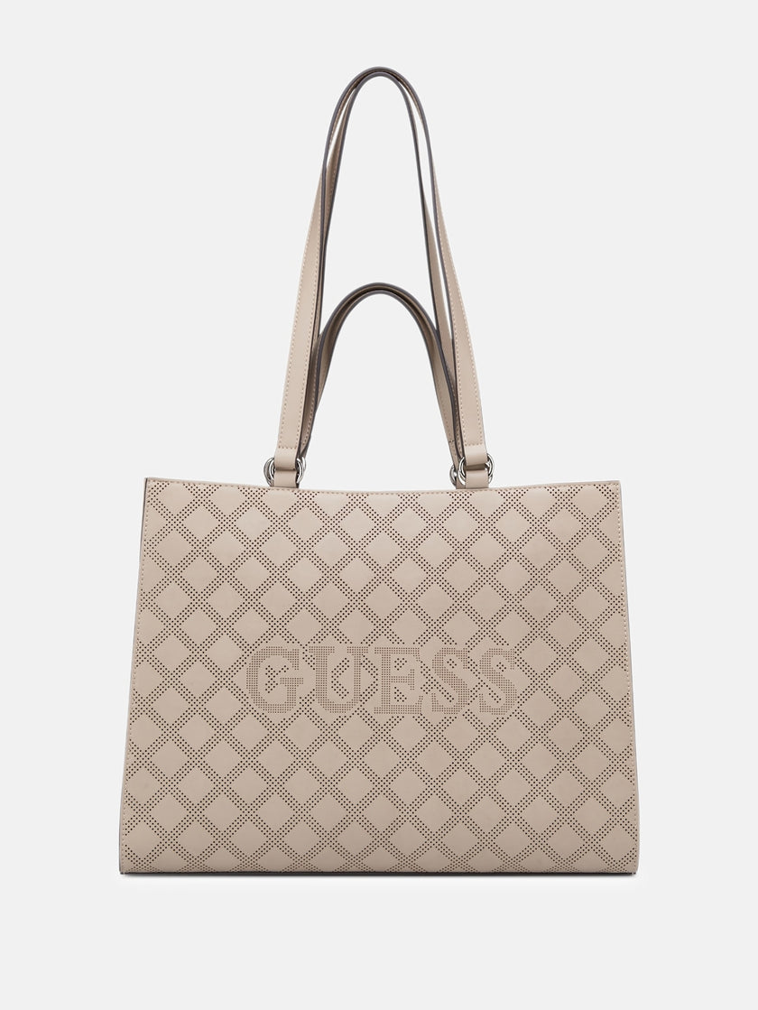 Guess Forber Perforated Logo Carryall - Beige image 0
