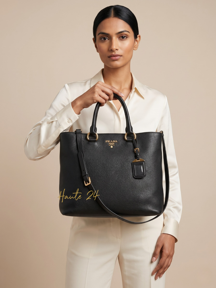 [AT DELHI] PRADA Vitello Daino Leather Tote Shoulder Bag image 0