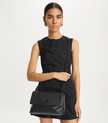 TORY  BURCH  Kira Chevron Convertible Shoulder Bag - Black / Silver image 0