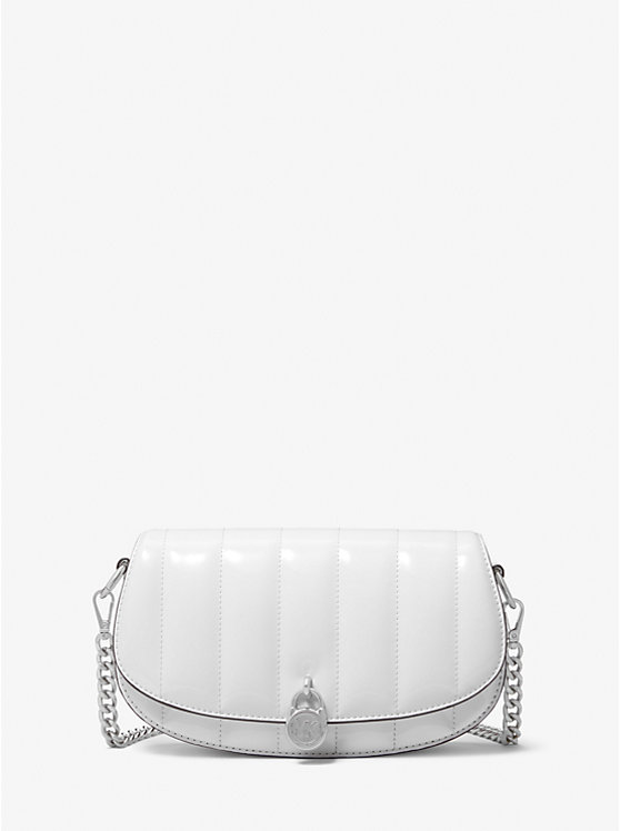 MICHAEL KORS Mila Small Patent Convertible Crossbody Bag - Optic White image