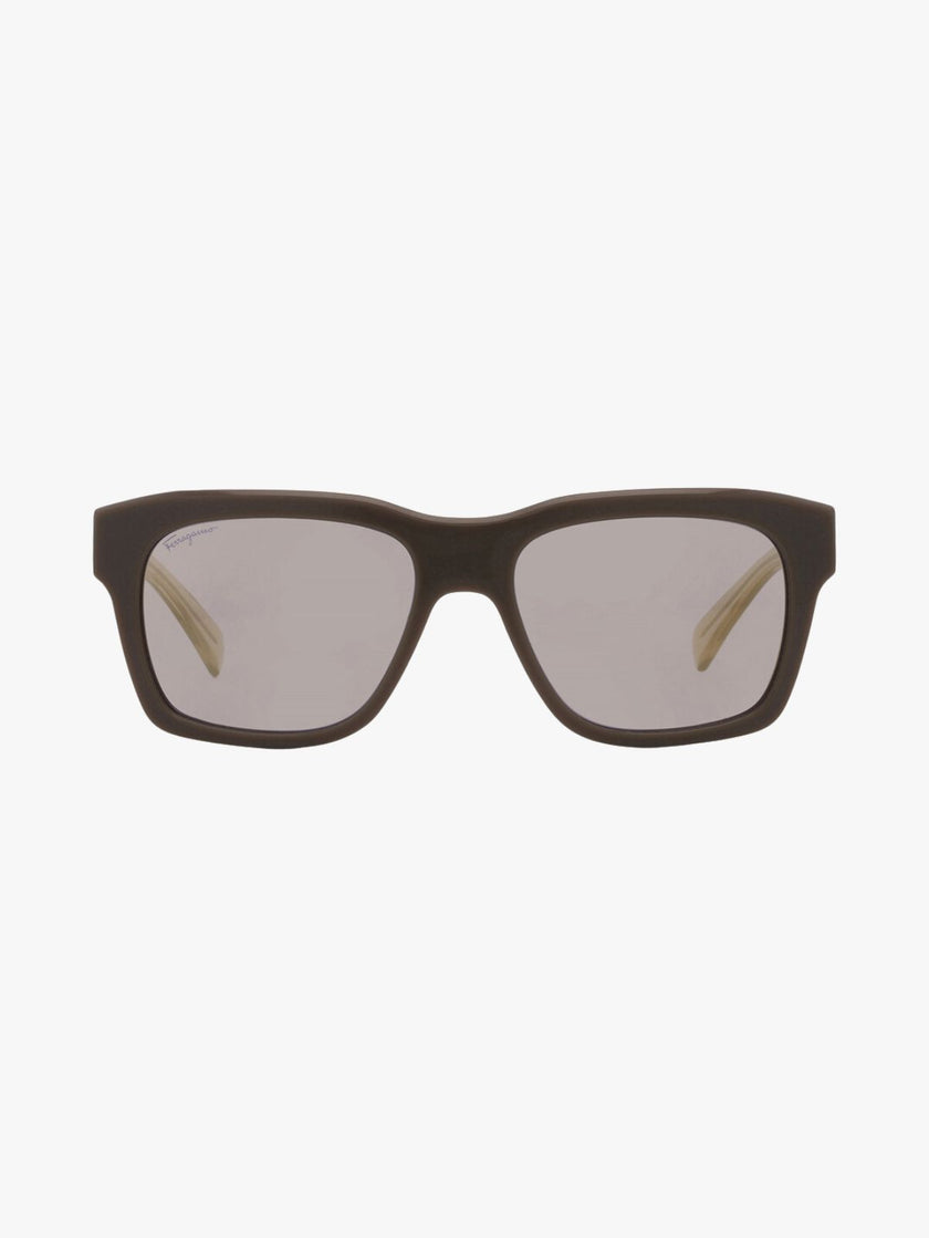 SALVATORE FERRAGAMO Salvatore Khaki Square Men's Sunglasses (Arriving In Delhi) image 0
