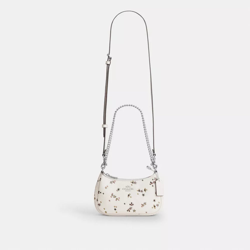 COACH Teri Mini Crossbody Bag With Star Print - Silver/Chalk Multi image 4