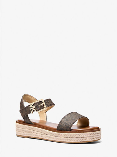 Michael Kors Richie Signature Logo Platform Espadrille Sandal - Brown image 2