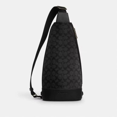 COACH Dominic Sling Pack In Signature Canvas - Gunmetal/Charcoal/Black image 3