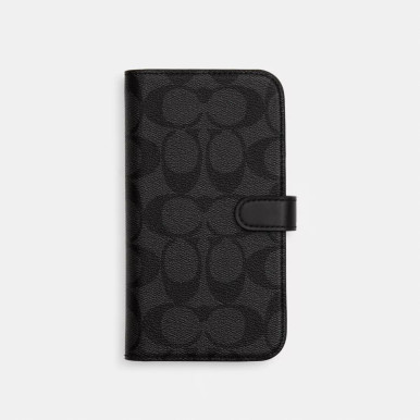 COACH Iphone 15 Pro Max Folio In Signature Canvas - Charcoal image 0