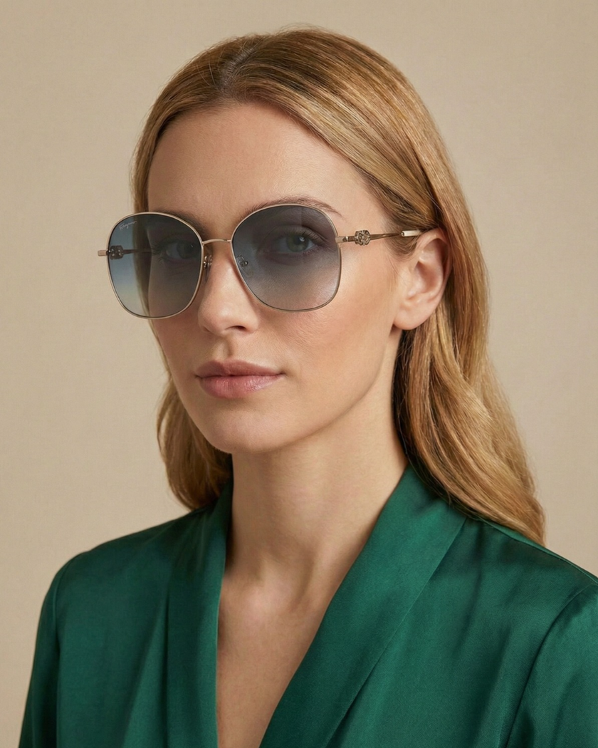 SALVATORE FERRAGAMO Blue Gradient Butterfly Ladies Sunglasses (Arriving In Delhi) image 1