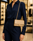 CHANEL Medium All Slide Adjustable Chain Flap Bag Beige Lambskin Aged Gold Hardware