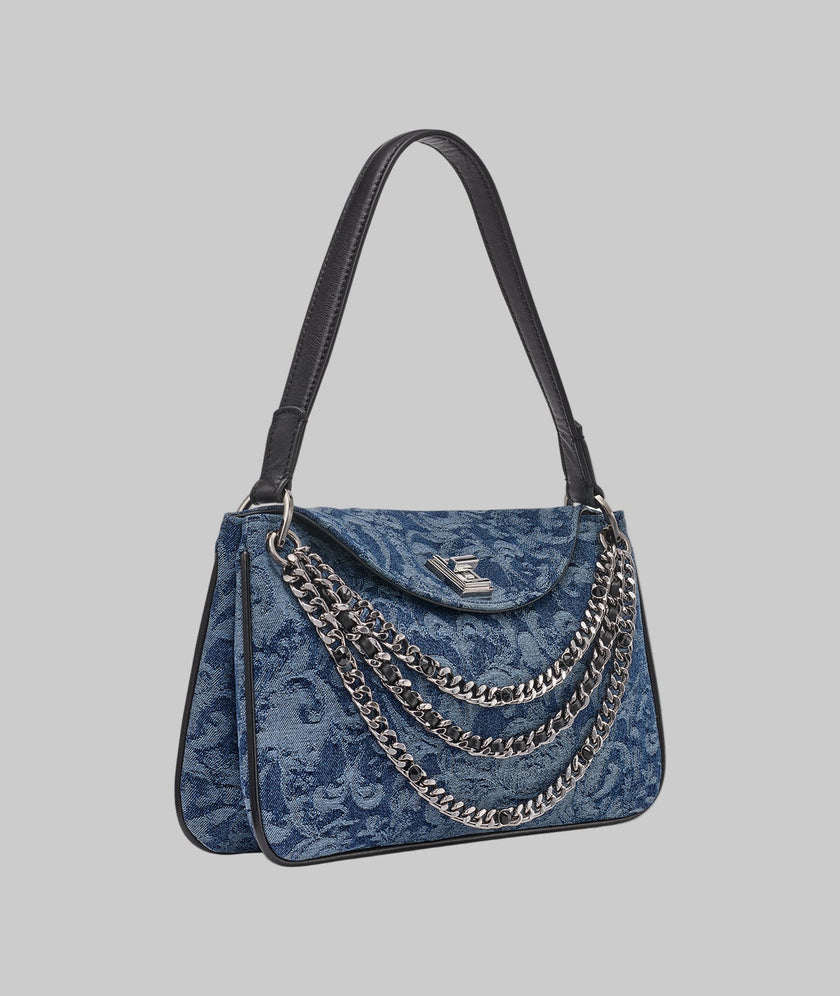 KARL LAGERFELD Nadine Denim Jacquard Shoulder Bag - Blue image 3