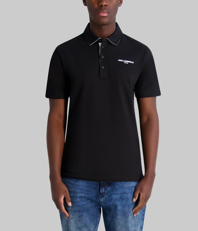 [AT DELHI] KARL LAGERFELD Logo Polo With Placket Detail Size M image 0