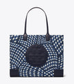 TORY BURCH Ella Printed Tote - Navy Warped Gingham image 0