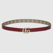 GUCCI GG Marmont Reversible Thin Belt - Beige Dark Brown image 0